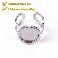 Tarnish Resistant 201 Stainless Steel Cuff Ring Findings&nbsp;STAS-S080-040B-P