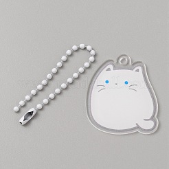 Cartoon Cute Cat Animal  Acrylic Pendant Decoration with Iron Ball Chain&nbsp;KEYC-WH0036-33D