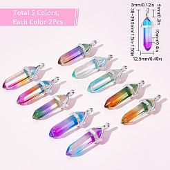 10Pcs 5 Colors Faceted Bullet Glass Pointed Pendants&nbsp;KK-SC0003-08