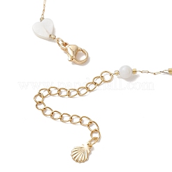 Summer Beach Natural White Shell Link Chain Anklets&nbsp;AJEW-AN00771-01
