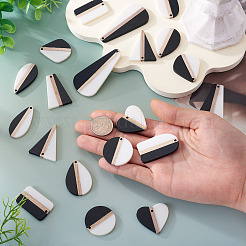 20Pcs 10 Styles Resin & Natural Wood Pendants&nbsp;RESI-TA0004-48
