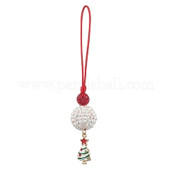 Christmas Tree Alloy Enamel with Rhinestone Pendant Decorations&nbsp;HJEW-JM02097