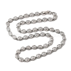 Brass Micro Pave Cubic Zirconia Geometric Tennis Necklaces&nbsp;NJEW-C121-02B-P