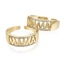 Brass Micro Pave Clear Cubic Zirconia Cuff Rings&nbsp;RJEW-S044-090-NF