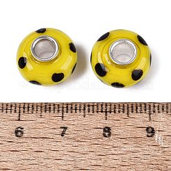 Handmade Lampwork & Brass Core European Beads&nbsp;LAMP-N044-02S-01