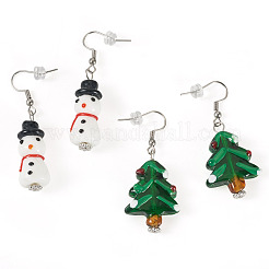 2 Pairs 2 Styles Christmas Theme Glass Dangle Earrings&nbsp;EJEW-TA00701