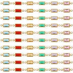 60Pcs 6 Colors Brass Pave K9 Glass Connector Charms&nbsp;KK-TA0003-14