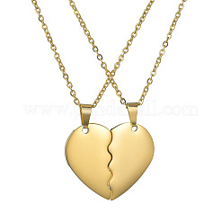 2Pcs Valentine's Day 304 Stainless Steel Couple Heart Split Pendant Necklaces&nbsp;FS-WG3224A-03
