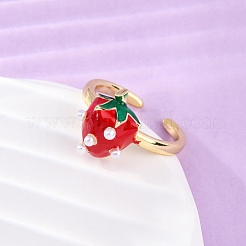 Brass Enamel Open Cuff Rings for Women&nbsp;RJEW-U057-19A-G