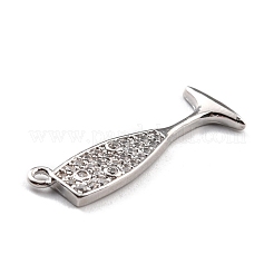 Brass Micro Pave Clear Cubic Zirconia Pendants&nbsp;KK-M222-08P