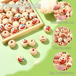 20Pcs Printed Wood European Beads&nbsp;WOOD-YW0001-55A