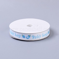 Baby Shower Ornaments Decorations Word Baby Boy Printed Polyester Grosgrain Ribbons&nbsp;OCOR-S023-03