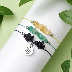 3Pcs Constellations Adjustable Nylon Cord Braided Bead Bracelets for Women Men&nbsp;BJEW-JB11325-06