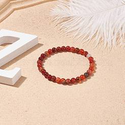 Natural Agate Round Beaded Stretch Bracelet&nbsp;BJEW-JB08614-02