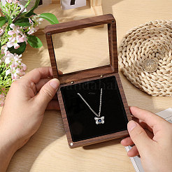 Wood Necklace Storage Boxes with Visible Window and Magnetic Lid&nbsp;CON-WH0107-106