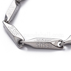 Tarnish Resistant Unisex 304 Stainless Steel Bar Link Chain Bracelets&nbsp;BJEW-L637-38B-P
