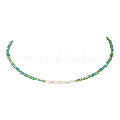 6Pcs 6 Colors White Round Shell Pearl and Glass Seed Beaded Necklaces&nbsp;NJEW-JN05738