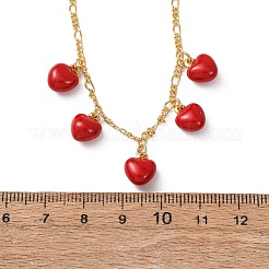 Valentine's Day Brass Enamel Red Heart Pendant Necklaces for Women&nbsp;NJEW-A071-13B-G