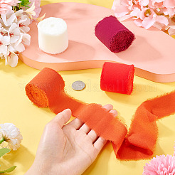 4 Rolls 4 Colors Frayed Polyester Ribbon&nbsp;OCOR-TA0002-87D