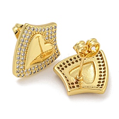 Rack Plating Brass Micro Pave Clear Cubic Zirconia Stud Earrings&nbsp;EJEW-I313-18A-G