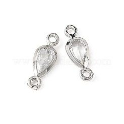 SHEGRACE Brass Pave Clear Cubic Zirconia Teardrop Connector Charms&nbsp;XGRQ2O189-449P