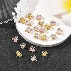 SHEGRACE Brass Pave Cubic Zirconia Rectangle Connector Charms&nbsp;XGRQ2O369-438G