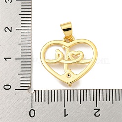 Rack Plating Brass Micro Pave Clear Cubic Zirconia Pendants&nbsp;KK-B091-49G-04