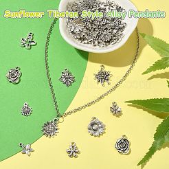 Sunflower Tibetan Style Alloy Pendants&nbsp;TIBEP-CJ0001-09-RS