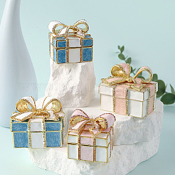 Square Bowknot Alloy Enamel with Crystal Rhinestone Jewelry Magnetic Storage Boxes&nbsp;CON-SP0001-32B