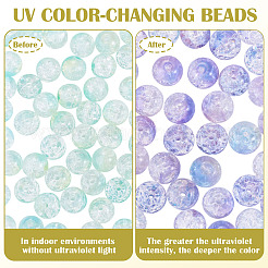 100Pcs Crackle Transparent Glass UV Reactive Beads&nbsp;GLAA-TA0004-28B