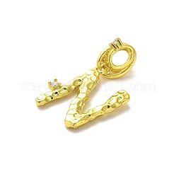 Rack Plating Brass Micro Pave Cubic Zirconia European Dangle Charms&nbsp;KK-L210-015G-N