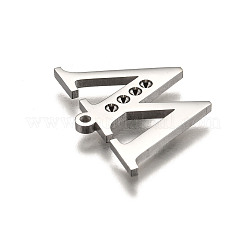 Non-Tarnish 304 Stainless Steel Letter Pendant Rhinestone Settings&nbsp;STAS-Y006-61P-W