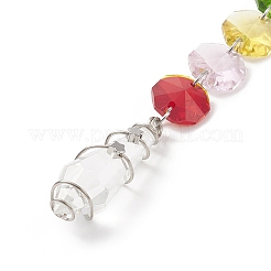 Electroplate Octagon Glass Beaded Pendant Decorations&nbsp;HJEW-JM00802