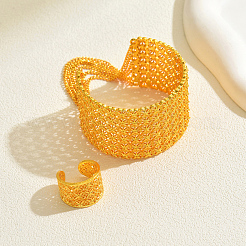 Vintage Alloy Wide Cuff Ring & Bangle Sets for Women&nbsp;QM1838