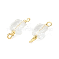 Glass Faceted Square Connector Charms&nbsp;KK-C097-09G-01