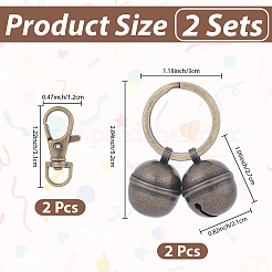 2Pcs Brass Bell Keychains&nbsp;KEYC-CN0001-14C