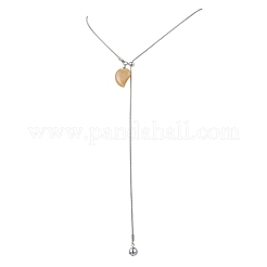 Natural Grey Agate & Topaz Jade & Tiger Eye & Dalmatian Jasper Heart with Synthetic Non-magnetic Hematite Beads Pendant 304 Stainless Steel Snake Chain Lariat Necklaces&nbsp;NJEW-JN05897
