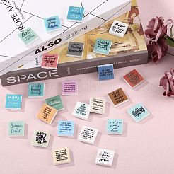25Pcs 25 Styles Square with Word Food Grade Eco-Friendly Silicone Focal Beads&nbsp;SIL-SZ0002-69