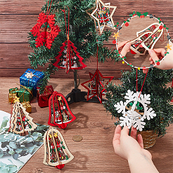 8Pcs 8 Styles Christmas Theme Wood Pendant Decoration&nbsp;HJEW-NB0002-12