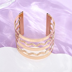 Wave Iron Cuff Bangles for Women&nbsp;BJEW-G741-04KCG