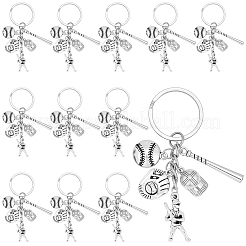 20Pcs Alloy Baseball Player & Baseball Bat & Hat Keychains&nbsp;KEYC-SC00044