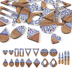 20Pcs 10 Styles Opaque Resin & Walnut Wood Pendants&nbsp;RESI-BT0001-33