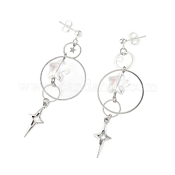 Glass & Brass Dangle Stud Earrings&nbsp;EJEW-TA00822