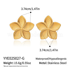 304 Stainless Steel Stripe Flower Stud Earrings&nbsp;BI3627-1