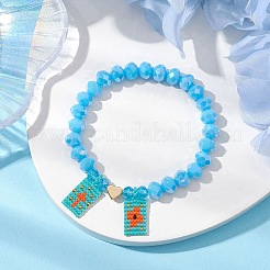 Glass Faceted Rondelle Beaded Stretch Bracelets for Women&nbsp;BJEW-MZ00065-02