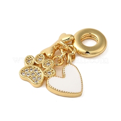 Rack Plating Brass Micro Pave Clear Cubic Zirconia European Dangle Charms&nbsp;KK-P279-30G