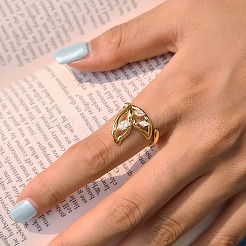 304 Stainless Steel Micro Pave Cubic Zirconia Finger Rings for Women&nbsp;SA-CBAABBA-19G
