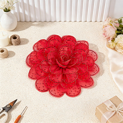 Polyester Flower Brooches&nbsp;JEWB-WH0020-130B