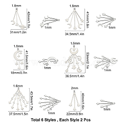 12Pcs 6 Style 201 Stainless Steel Pendants&nbsp;STAS-SC0003-02