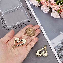 2Pcs Alloy Heart Brooch Pin&nbsp;JEWB-CP0001-60